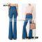 Blue cotton high-waisted wholesale women flared jeans