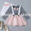 RTS Stripe Shirt And Suspender Skirt Kids Fall Clothing Girls 2 Piece Clothing Sets