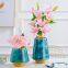 Fashion Wide Mouth European Light Luxury Jingdezhen Blue Ceramic Vase For Indoor Decor