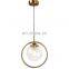 Tonghua Vintage LED Round Glass Shell Plastic Lamp Holder  Metal Ring Pendant Light Modern Gold Home Ceiling Lamp