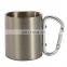 High Quality 220ML Double Walled Stainless Steel Mug With Carabiner Handle