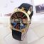 Winner U8060 Watches Women Gold Bezel Rainbow Color Numeral Dial Automatic Mechanical Wrist Watches Leather Strap Ladies Watch