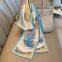 Silk flowers paintings scarf 100% mulberry silk scarves Double sided ribbon  high quality
