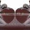 Hand Carving Angel Design Double Heart Granite Tombstone
