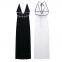 Ins European and American V-neck hanging neck backless knitted beach dress with hollow out sexy slim fit strap beach dress, long skirt for women