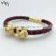 Fashion Jewelry, Double Lion Bracelet, Genuine Stingray Leather Bracelet, 18k Gold Lion Head Bracelet