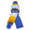 Hot Selling Glass Applique Boys Girls Kids Two Piece Set Pom Poms Knitting Wool Hat and Scarf