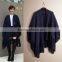 Latest Style Navy Blue Color Tassel Poncho Wool Shawl