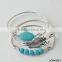 White Turquoise Bead Bangle Set Silver Leaf Turquoise Stone Bangle