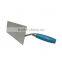Bricklaying trowel with silver blue wooden handle, stainless steel blade