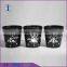 2016 new design snow pattern shaped electroplate black tealight candle glass