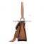 customized metal rivet and tassels PU leather women brown crossbody bag