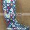 elegant lovely ladies wellington rubber rain boots with flower printing