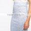 Fashion embroidered silvery split back Midi pencil Skirt