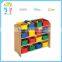 Steel material preschool furniture use 4 layers movable storage shelve