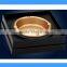 DCA009115G Golden color stainless steel table ashtray with leather wrapped, round metal ashtray with leather