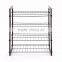 Vivinature 12-pair shoe rack black steel wire with wood frame