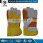 striped cotton back & rubberized cuff Cow grain leather glove