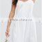 Guangzhou wholesale clothing OEM Sweetheart Neck White Linen Dress