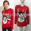 Stock Women Christmas Longline Crewneck Red Knitwear Sweatshirt Knitted Top Long Sleeve Wholesale Bulk