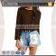 brown slouchy ribbed knit sweater pullover design with long bell sleeves
