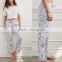 Anly fashion floral pull rope 100% cotton thin comfortable long pants