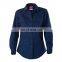 Custom navy blue mechanic safety shirt for women in factory work clothes american workwear safety shirts