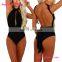 Attractive Fashion Black Sexy High Cut One Piece Swimsuit
