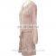 Romantic Pink Knitted Poncho Design Lace Stitching Irregular Bottom Cape Top