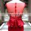 1A102 Red Sash Satin Flower Beaded Column Back See Through Evening Dress Prom Dress