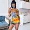Wholesales Best Seller Women Tie Dye Casual Jumpsuit Ladies Bodycon Short Tie Dye Playsuit Women Jumpsuit