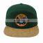 Suede and cotton fabric contrast color custom snapback caps
