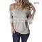 European and American women's clothing autumn new wish explosion style word shoulder strap flared sleeve t-shirt female