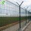 Y post airport fence PVC coated galvanized welded wire mesh fence with barbed wire