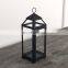 Middle size black iron frame and slanted glass panels metal lantern candle lantern for home wedding decoration centerpiece