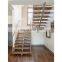 Modern Marble Wood Stairs Treads Indoors Staircases With Steel Handrail