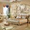 Luxury Design Gold Leaf bedroom furniture sets Carving wood  King Size European Classic Royal beds