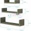 custom nordic style durable  floating wood wall shelf with storage set of 3 weathered gray color