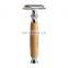 Kinghood Reusable Chromium Olive Wood Double Edge Safety Razor with Stand Set