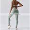 Newest Fashion Thin Straps Twist Sexy Sports Yoga Bra And High Waist Leggings 2 Pcs Gym Suit Set Women Workout Active Wear