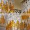 Modern custom hotel entrance long coloured art deco glass tube pendant chandelier