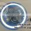 Hot new 7'' motorcycle spare parts hi low beam 7 led headlight with halo rings