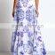 garment factory women print high cutting flowy long maxi skirt 2016