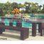 outdoor garden leisure rattan wicker glass long table chairs garden set YPS035