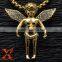 Hip-Hop Mens 14k Gold Plated Stainless Steel Lab Wings Angel Pendant Charm