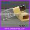 Led light up crystal gift usb flash drive with wooden cap