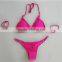 Sexy plain color 2 piece bathing suits swimsuit women thong bikini with ring