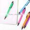 Colorful retractable ball point pen with black clip,plastic ball pen