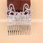 Fashionable beaded rhinestone flower metal hair comb for sale