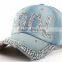 Korean style set auger washed denim women's casual cap hat